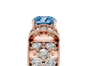 Cushion Cut Vintage Pave Engagement Ring Setting for a Fancy Blue Lab-Grown Diamond | Milgrain Edges | Rose Gold
