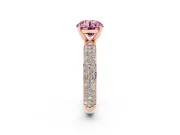 Round Domed Pavé Engagement Ring Setting for a Fancy Pink Lab-Grown Diamond | Rose Gold