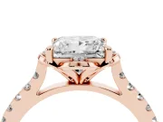 Princess Cut Floral Petal Engagement Ring Setting | Petal Accents | Rose Gold