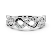 Round Lab-Grown Diamond Infinity Twist Wedding Band | Pavé and Polished | White Gold