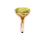Fancy Yellow Radiant Cut Diamond Solitaire Engagement Ring Set in Rose gold with Thin Band and Prong Setting