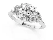 Round Cluster Accent Engagement Ring Setting | Plain Band | Sterling Silver