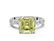 Asscher Cut Graduated Solitaire Engagement Ring Setting for a Fancy Yellow Lab-Grown Diamond | White Gold