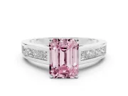 Emerald Cut Channel Engagement Ring Setting for a Fancy Pink Lab-Grown Diamond | Platinum