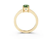 Fancy Green Emerald Cut Diamond Solitaire Ring Set in Yellow gold with Prong Head and Smooth Polished Band