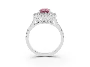Radiant Cut Halo Split Shank Engagement Ring Setting for a Fancy Pink Lab-Grown Diamond | Sterling Silver