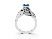 Asscher Cut Bypass Hidden Halo Engagement Ring Setting for a Fancy Blue Lab-Grown Diamond | Graduated Pavé | Platinum