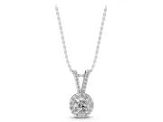 Round Lab-Grown Diamond Halo Pendant Necklace | Pavé Split Bail | White Gold