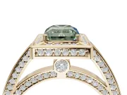 Radiant Cut Sectioned Halo Engagement Ring Setting for a Fancy Green Lab-Grown Diamond | Yellow Gold