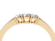 Round Lab-Grown Diamond Three Stone Curved Wedding Band | Prong Set | Yellow Gold
