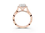 Asscher Cut Halo Engagement Ring Setting | Pavé Twist Band | Rose Gold
