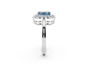 Emerald Cut Cluster Halo Engagement Ring Setting for a Fancy Blue Lab-Grown Diamond | Sterling Silver