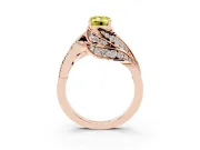 Emerald Cut Bypass Hidden Halo Engagement Ring Setting for a Fancy Yellow Lab-Grown Diamond | Graduated Pavé | Rose Gold