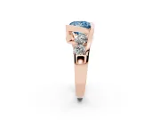 Fancy Blue Princess Cut Diamond Bezel Bypass Ring Set in Rose gold with Round Accents