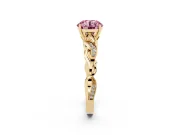 Round Vine Engagement Ring Setting for a Fancy Pink Lab-Grown Diamond | Yellow Gold