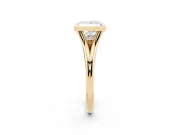 Bezel Set Princess Cut Diamond Solitaire Ring Set in Yellow gold with Tapered Band