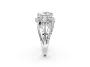 Oval Three Stone Split Shank Engagement Ring Setting | Matching Sides | Platinum