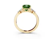 Fancy Green Princess Cut Diamond Solitaire Floral Ring Set in Yellow gold with Marquise Petals and Prong Setting