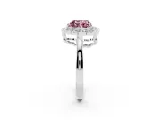 Heart-Shaped Scalloped Cluster Halo Engagement Ring Setting for a Fancy Pink Lab-Grown Diamond | Plain Band | Platinum
