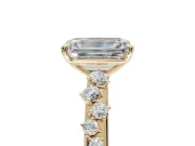 Emerald Cut Solitaire Engagement Ring Setting | Graduated Scattered Accents | Yellow Gold