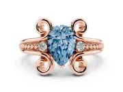Pear-Shaped Scroll Solitaire Engagement Ring Setting for a Fancy Blue Lab-Grown Diamond | Rose Gold