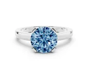 Round Tab Prong Solitaire Engagement Ring Setting for a Fancy Blue Lab-Grown Diamond | White Gold