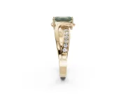 Emerald Cut Bypass Solitaire Engagement Ring Setting for a Fancy Green Lab-Grown Diamond | Pavé Strands | Yellow Gold