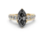 Marquise Graduated Engagement Ring Setting for a Black Center | Yellow Gold