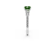 Cushion Cut Three Stone Pavé Engagement Ring Setting for a Fancy Green Lab-Grown Diamond | Round Side Stones | Platinum