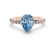 Pear-Shaped Pavé Solitaire Engagement Ring Setting for a Fancy Blue Lab-Grown Diamond | Rose Gold