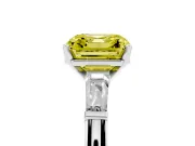Asscher Cut Baguette Engagement Ring Setting for a Fancy Yellow Lab-Grown Diamond | Sterling Silver - Design NV-24496