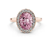 Oval Thin Halo Engagement Ring Setting for a Fancy Pink Lab-Grown Diamond | Plain Polished Band | Rose Gold
