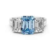 Emerald Cut Engagement Ring Setting for a Fancy Blue Lab-Grown Diamond | Sterling Silver - Design NV-24908