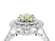 Canary Yellow Pear-Shaped Lab-Grown Diamond Double Halo Statement Ring Set in Platinum with Pavé Band
