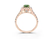 Emerald Cut Accented Halo Engagement Ring Setting for a Fancy Green Lab-Grown Diamond | Rose Gold