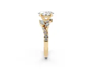 Oval Floral Engagement Ring Setting | Marquise Side Stones | Yellow Gold