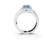 Princess Cut Halo Engagement Ring Setting for a Fancy Blue Lab-Grown Diamond | Two-Row Pave Split Shank | Platinum