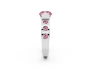 Fancy Pink Cushion Cut Diamond Channel-Set Band Ring Set in Silver with Bezel Prong Setting
