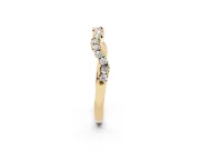 Round Diamond Scalloped Pavé Wedding Band Set in Yellow gold with Shared Prong Setting