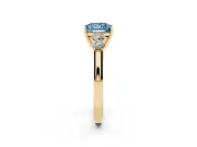 Princess Cut 5 Stone Engagement Ring Setting for a Fancy Blue Lab-Grown Diamond | Yellow Gold
