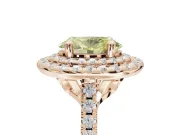 Canary Yellow Oval Lab-Grown Diamond Double Halo Statement Ring Set in Rose Gold with Pavé Band