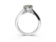Heart-Shaped Pavé Solitaire Engagement Ring Setting for a Fancy Green Lab-Grown Diamond | Crossover Gallery | Platinum