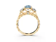 Marquise Three Stone Engagement Ring Setting for a Fancy Blue Lab-Grown Diamond | Braided Band | Yellow Gold