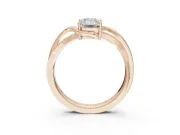 Emerald Cut Bypass Solitaire Engagement Ring Setting | Pavé and Plain Strands | Rose Gold