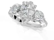 Pear-Shaped Three Stone Engagement Ring Setting | Tapered Pave Band | Sterling Silver