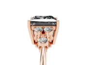 Princess Cut Cluster Accent Engagement Ring Setting for a Black Center | Plain Band | Rose Gold