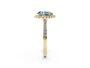 Pear-Shaped Halo Engagement Ring Setting for a Fancy Blue Lab-Grown Diamond | Pave Shoulders | Yellow Gold