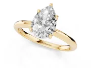Pear-Shaped Micro-Prong Hidden Halo Engagement Ring Setting | Plain Band | Yellow Gold