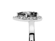 Fancy Black Pear Cut Diamond Halo Ring Set in Silver with Solitaire Band and Prong Setting