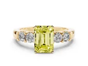 Emerald Cut Five Stone Engagement Ring Setting for a Fancy Yellow Lab-Grown Diamond | Yellow Gold